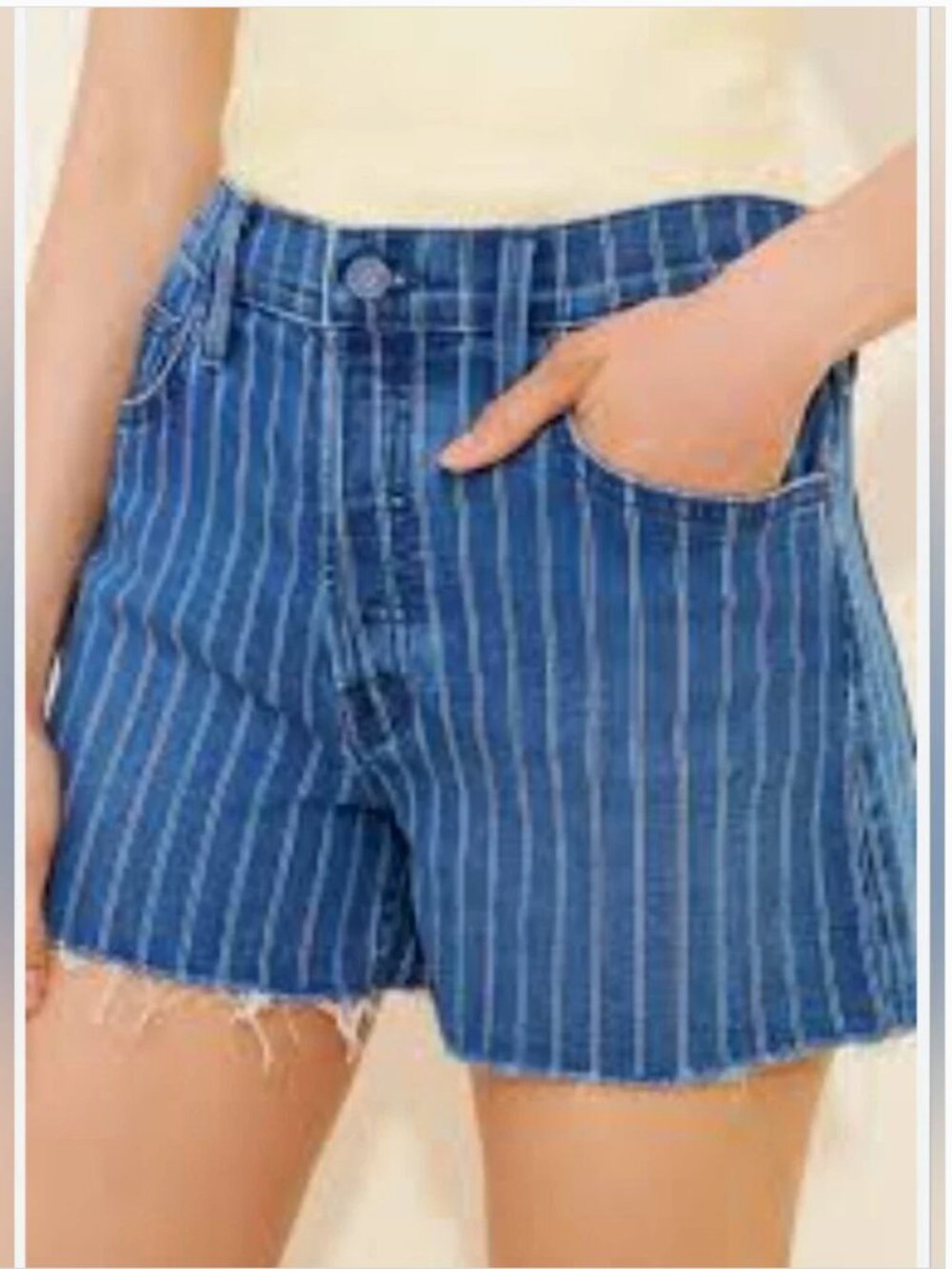 MOTHER Denim Cotton Blue White Striped Shorts size 27